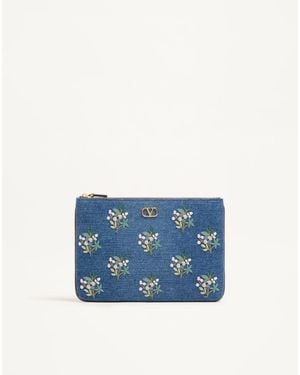Valentino Garavani Vlogo Signature Clutch Bag - Blue