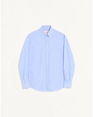 Valentino Cotton Poplin Shirt With Vlogo Embroidery - Blue