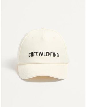 Valentino Garavani Chez Cotton Baseball Cap With Embroidery - Natural
