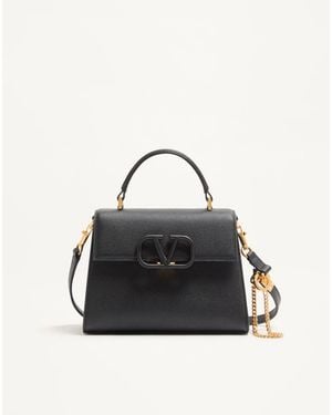 Valentino Garavani Small Vsling Grainy Calfskin Handbag - Black