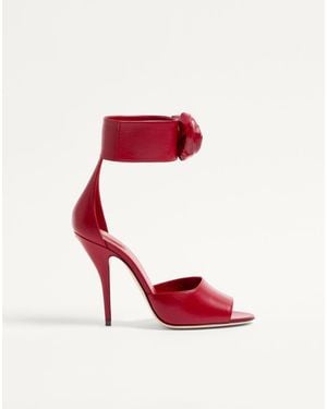 Valentino Garavani Drip Rose Kidskin Sandal With Crystals 105Mm 35 - Red