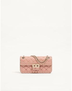 Valentino Garavani Bolso De Hombro Pequeño Rockstud Spike De Cabritilla Mujer - Rosa