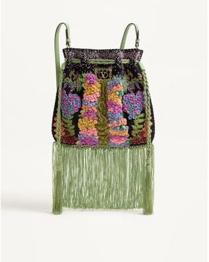 Valentino Garavani Borsa Nellcôte Alice Ricamata Con Frange Donna - Verde