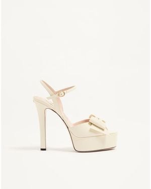 Valentino Garavani Bowow Kidskin Platform Sandal With Bow Detail 130Mm 36.5 - Natural