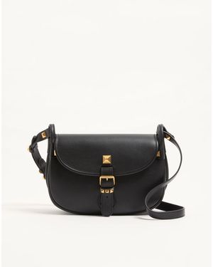 Valentino Garavani Flâneuse Medium Leather Shoulder Bag - Black