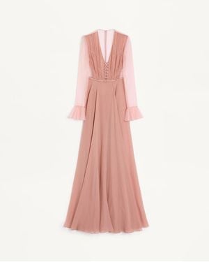 Valentino Light Georgette Long Dress - Pink