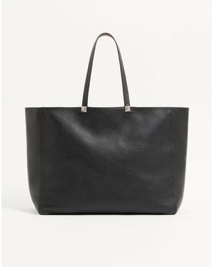 Valentino Garavani Tote Rockstud Reversible De Cuero Graneado De Becerro Hombre - Negro