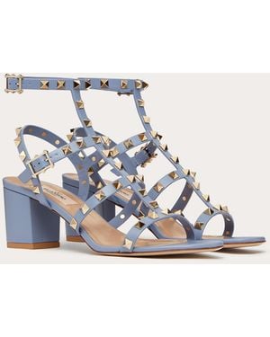 Valentino Garavani Rockstud Calfskin Ankle Strap Sandal 60 Mm - Blue