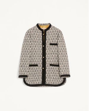 Valentino Bouclé Wool Jacket With Toute La V Jacquard Pattern - White