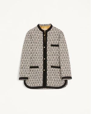 Valentino Bouclé Wool Jacket With Toute La V Jacquard Pattern - White