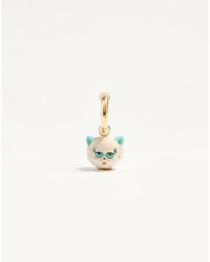 Valentino Garavani Boucle D'Oreille Le Chat De La Maison En Nylon Et Métal Homme - Blanc