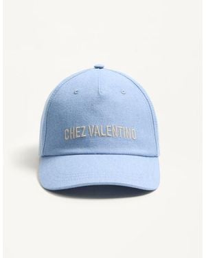 Valentino Garavani Chez Denim Baseball Cap With Embroidery - Blue