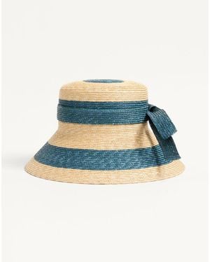 Valentino Garavani Vlogo Signature Straw Bucket Hat - Blue