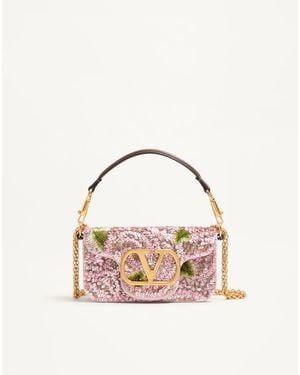 Valentino Garavani Locò Small Embroidered Shoulder Bag - Pink