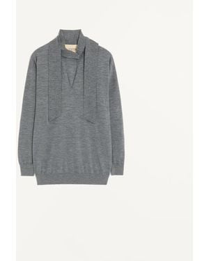 Valentino Wool Sweater With Scarf - Gray