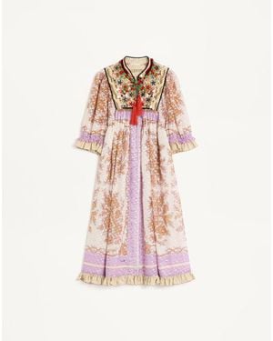 Valentino Georgette Lurex Dress With Voyage Imaginaire Print - Pink