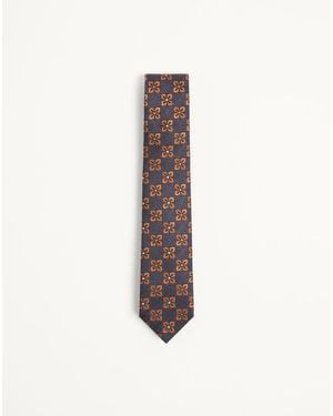 Valentino Garavani Valentie Silk And Jacquard Tie With Design - White