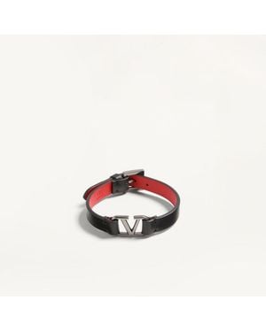 Valentino Garavani Vlogo Signature Leather Bracelet - White