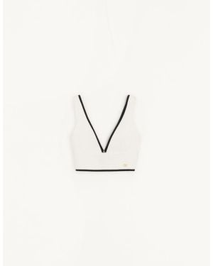 Valentino Canestrello Cotton Tweed Top - Natural