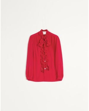 Valentino Crepe De Chine Shirt 36 - Red
