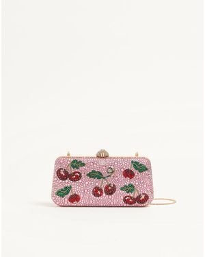 Valentino Garavani Minaudière Carry Secrets Avec Motif Cherryfic En Strass Femme - Rose