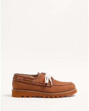 Valentino Garavani Zapato Náutico Palm Avenue De Gamuza De Venado Hombre - Marrón