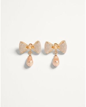 Valentino Garavani San Fin Metal Earrings With Swarovski Crystals And Pearls - White
