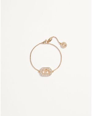 Valentino Garavani Vlogo Signature Metal And Swarovski Crystal Bracelet - Natural