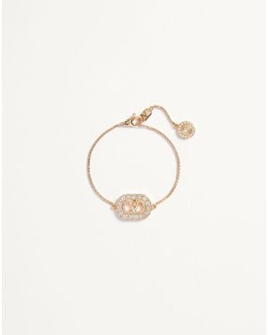 Valentino Garavani Vlogo Signature Metal And Swarovski Crystal Bracelet - Natural