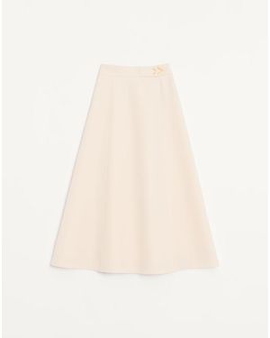 Valentino Crepe Couture Midi Skirt - Natural