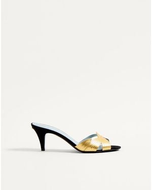 Valentino Garavani Foliefoliage Suede Slide Sandal 65Mm 35.5 - Natural