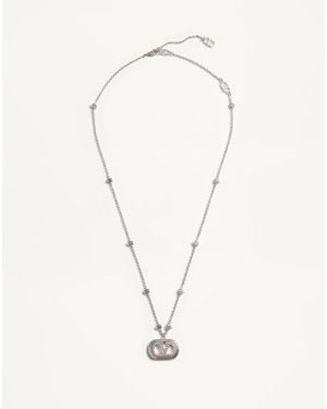 Valentino Garavani Collar De Metal Con Perlas, Cristales Swarovski Y El Vlogo Signature Mujer - Neutro