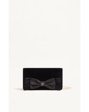 Valentino Garavani Vlogo Signature Mini Velvet Shoulder Bag - White