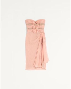 Valentino Crepponne Chiffon Dress - Pink