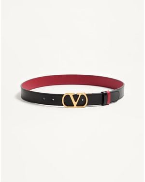 Valentino Garavani Vlogo Signature Reversible Shiny Calfskin Belt - White