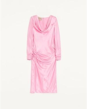 Valentino Crepe Satin Midi Dress - Pink