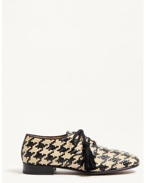 Valentino Garavani Zaapto Derby Mj Blues De Cuero Tejido Con Diseño Pata De Gallo Hombre - Blanco