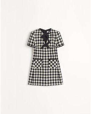 Valentino Damier Light Tweed Short Dress - White