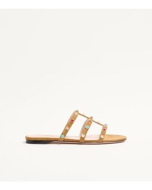 Valentino Garavani Rockstud Slide Sandal - Natural