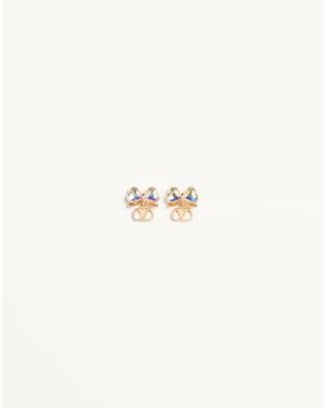 Valentino Garavani Boucles D'Oreilles Vlogo Floc En Métal Et Cristaux Femme - Neutre