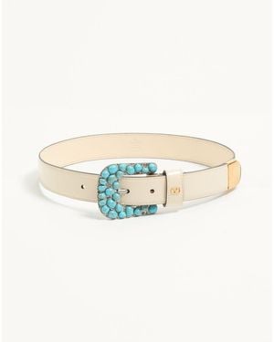 Valentino Garavani Vlogo Signature Brushed Calfskin Belt 30 Mm - White