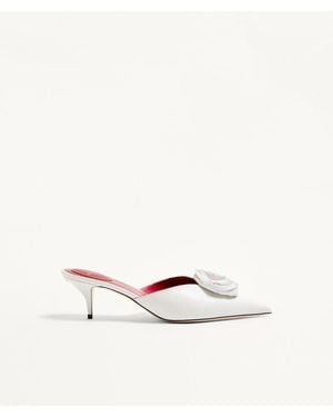 Valentino Garavani Drip Rose Kidskin Mule With Crystals 55Mm 35.5 - Natural
