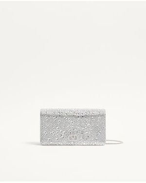 Valentino Garavani Mini Vlogo Signature Crossbody Bag With Sparkling Embroidery - White