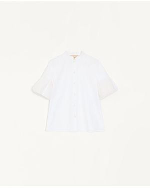 Valentino Embroidered Cotton Popeline Shirt - Natural