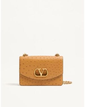 Valentino Garavani Vain Ostrich Shoulder Bag - Natural