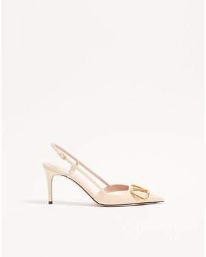 Valentino Garavani Vlogo Signature Slingback Court Shoes - Natural