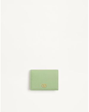 Valentino Garavani Vlogo Signature Grainy Calfskin Wallet - Green