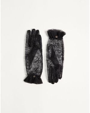 Valentino Garavani Vlogo Signature Lace Gloves - Black