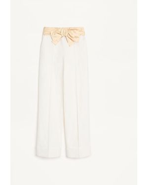 Valentino Diagonal Cotton Linen Pants - White