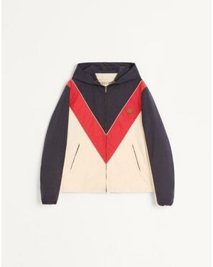 Valentino Nylon Hooded Windbreaker With Vlogo Patch - Red